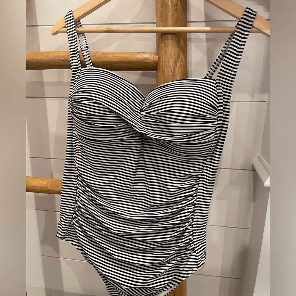 Niptuck Swim Striped Swimsuit - Navy/White